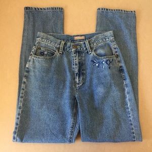 Vintage 5 pocket Jean with floral embroidery size4